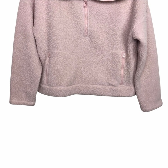 J Crew Pink Crop Half Zip Polartec Fleece Pullover Sweater - Picture 5 of 9